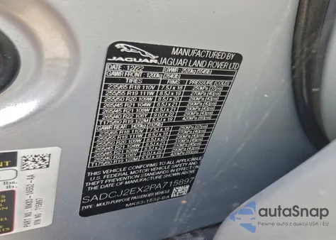 2023 Jaguar F-Pace S z USA, uszkodzony, nr VIN SADCJ2EX2PA715897